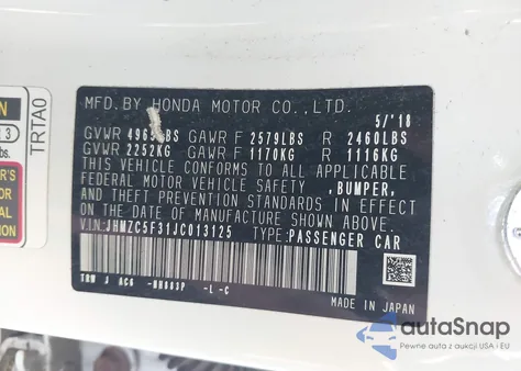 2018 Honda Clarity Plug-In Hybrid Touring from USA, damaged, VIN JHMZC5F31JC013125